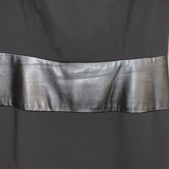Calvin Klein Black Faux Leather Stripes Lined Sheath Dress - Picture 5 of 10